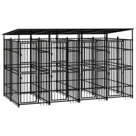 Outdoor Dog Kennel with Roof Steel 79.3 ft²