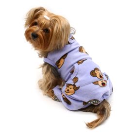 Silly Monkey Front Sleeveless Fleec Pajamas (Color: lavender, size: XL)