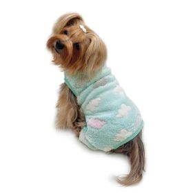 Ultra Plush Fluffy Clouds Front Sleeveless Pajamas (Color: Green, size: S)